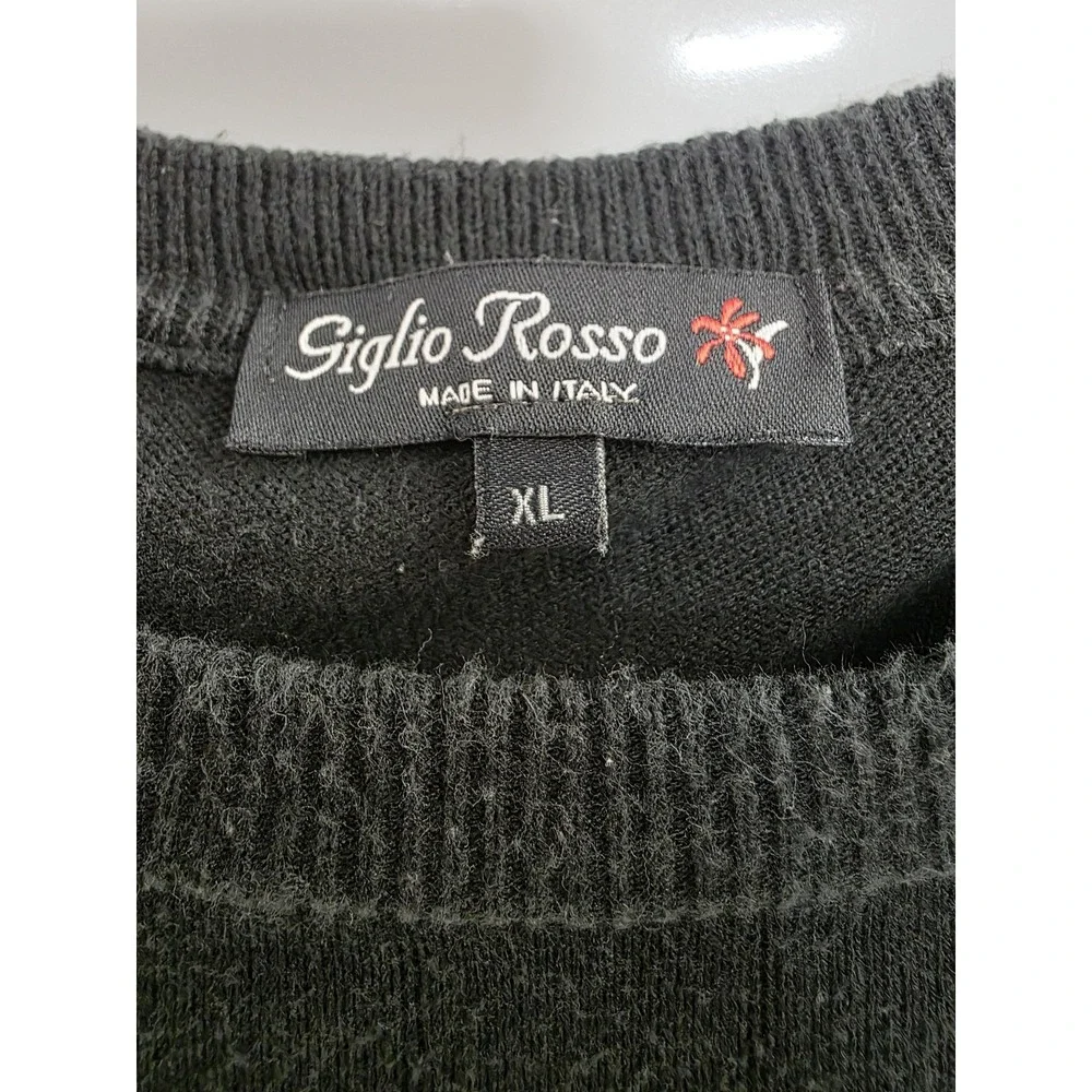 Giglio Rosso Sweater Mens XL‎ Black Short Sleeve Knit Made In Italy Crewneck